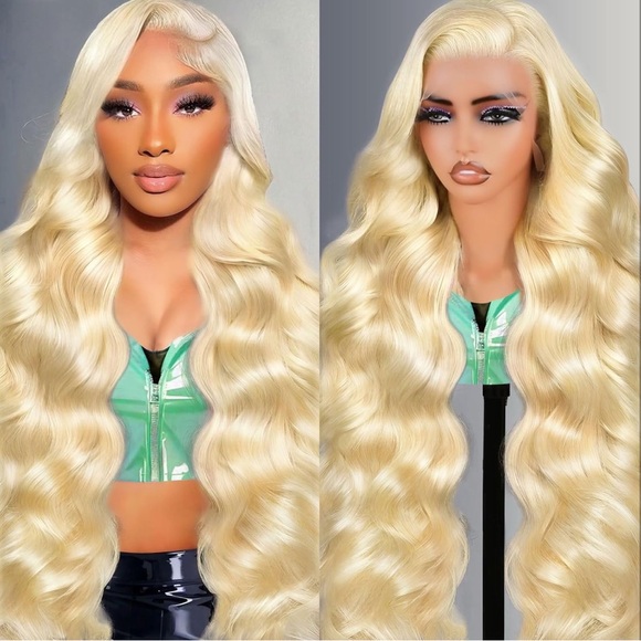 Blonde Wavy Lace Front Wig 613 13x6 Lace Front Wig Human Hair 28 Inch blonde - Picture 1 of 8
